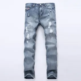 MCCKLE Mens Ripped Jeans Pants Light Blue Slim Fit