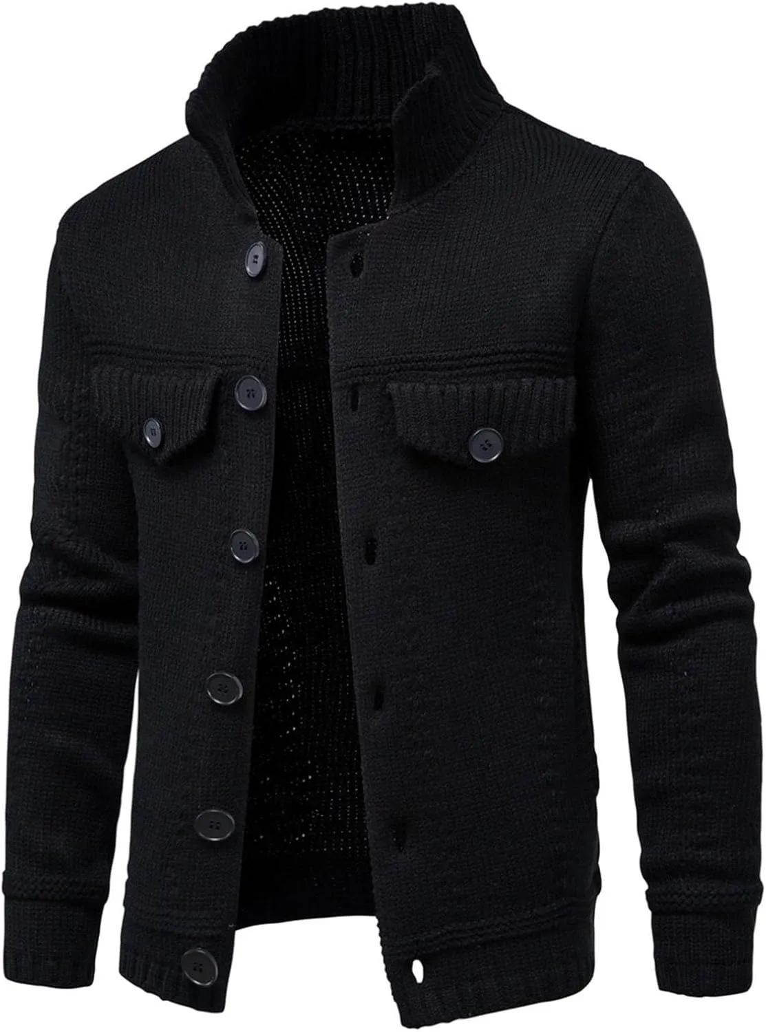 Men's Cardigan Sweaters Button Down Knit Sweater Open Front Cardigan Turn Down Collar Jacket Casual Winter Jackets