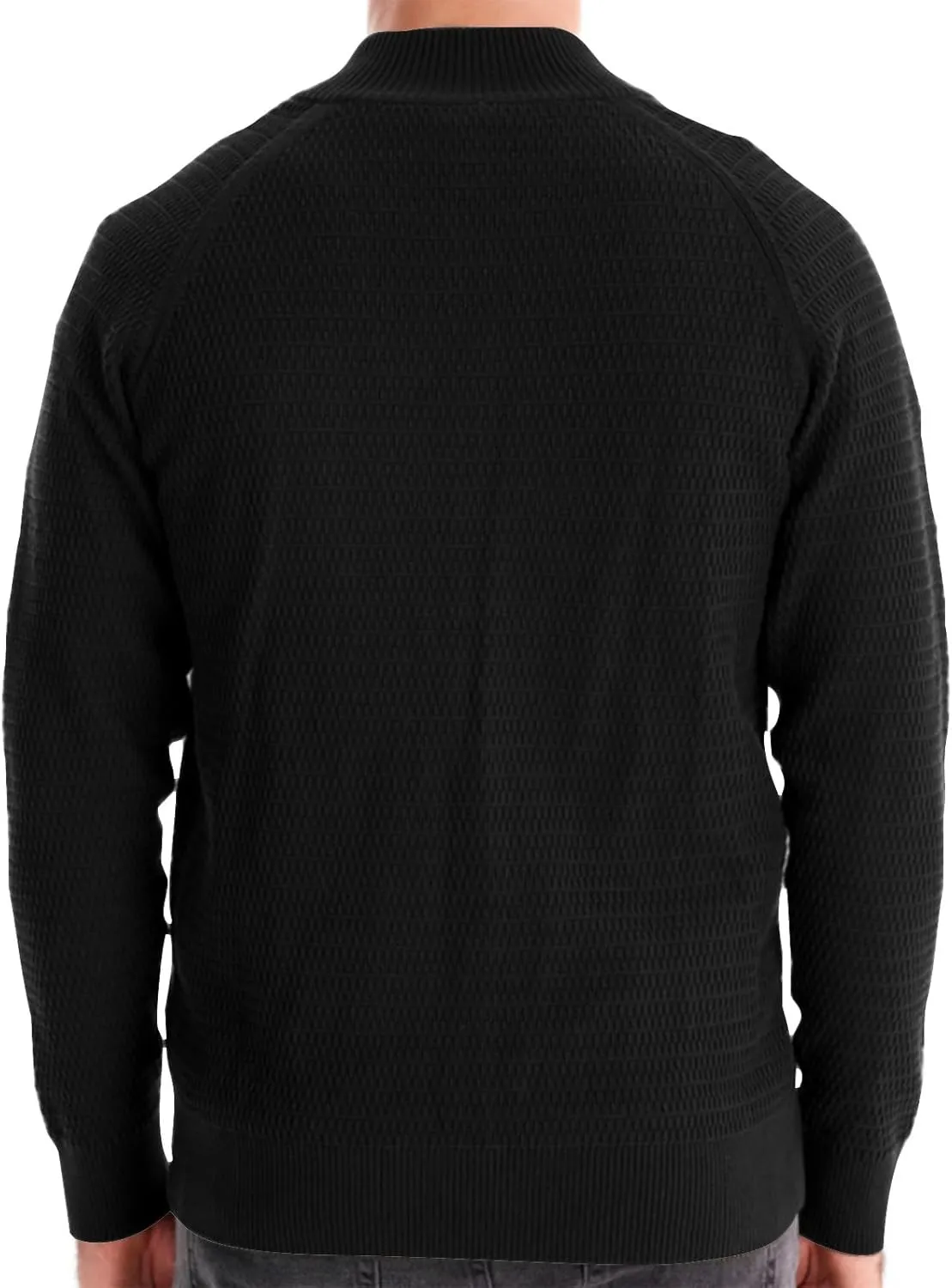 Men's Cardigan Sweaters Textured Button Down Sweater Open Front Cardigan Stand Collar Jacket Long Sleeve Cardigan