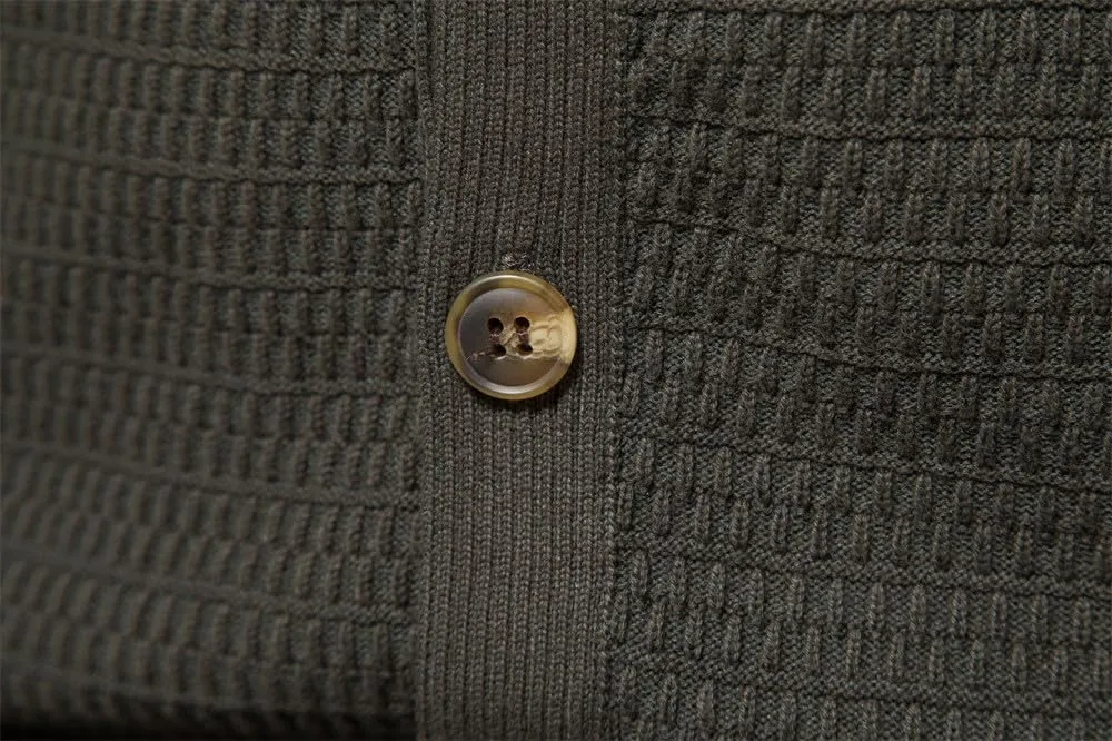Men's Cardigan Sweaters Textured Button Down Sweater Open Front Cardigan Stand Collar Jacket Long Sleeve Cardigan