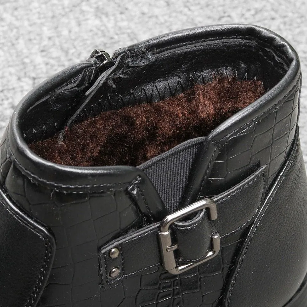 Men's Comfy Faux Leather Winter Boots