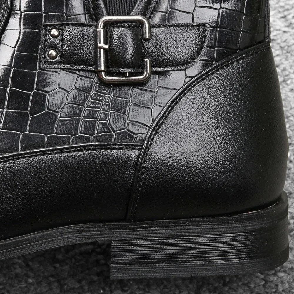 Men's Comfy Faux Leather Winter Boots