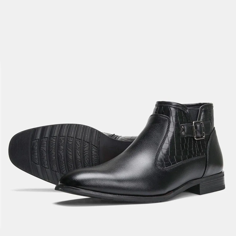 Men's Comfy Faux Leather Winter Boots