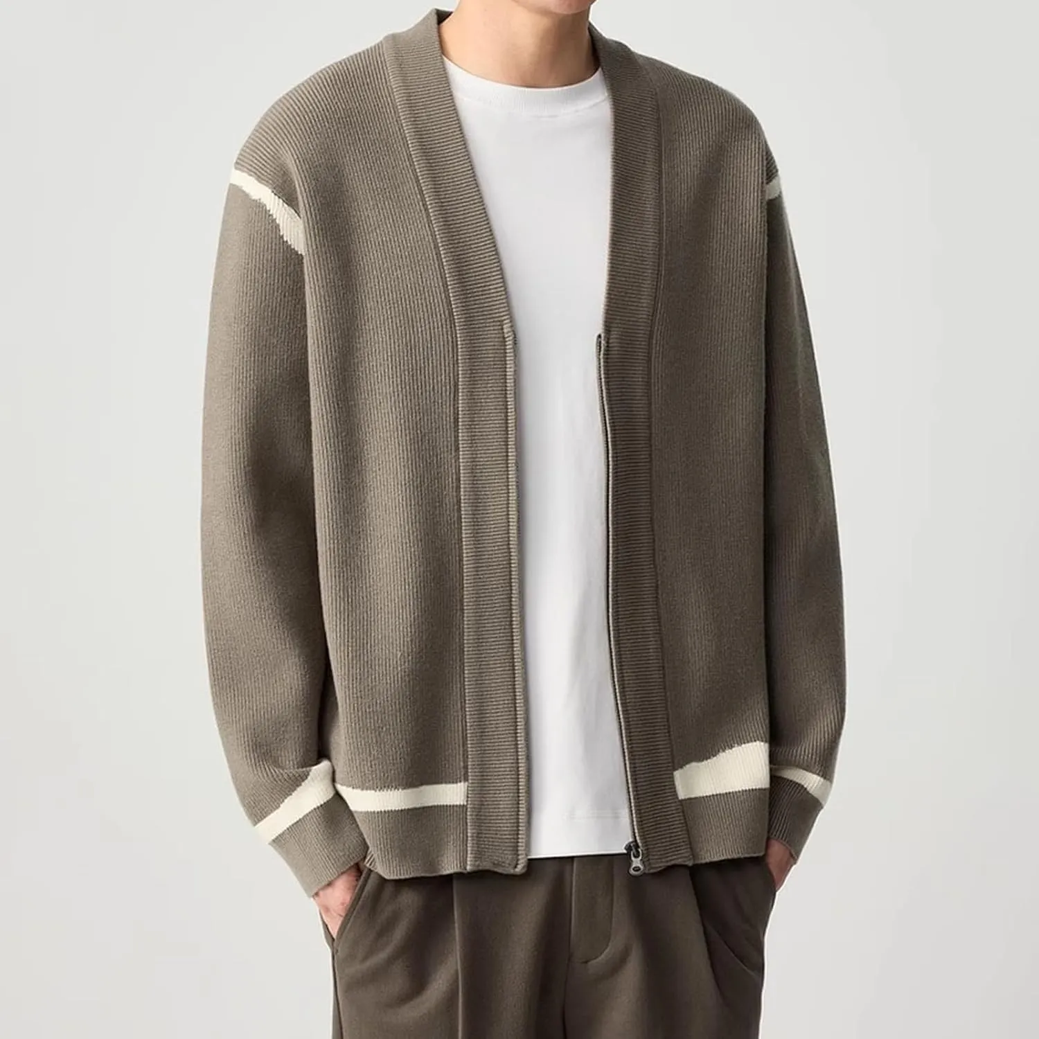 Men's Ruffle Shawl Collar Cardigan Long Sleeve Open Front Oversize Mid Length Drape Cape Overcoat with Pockets