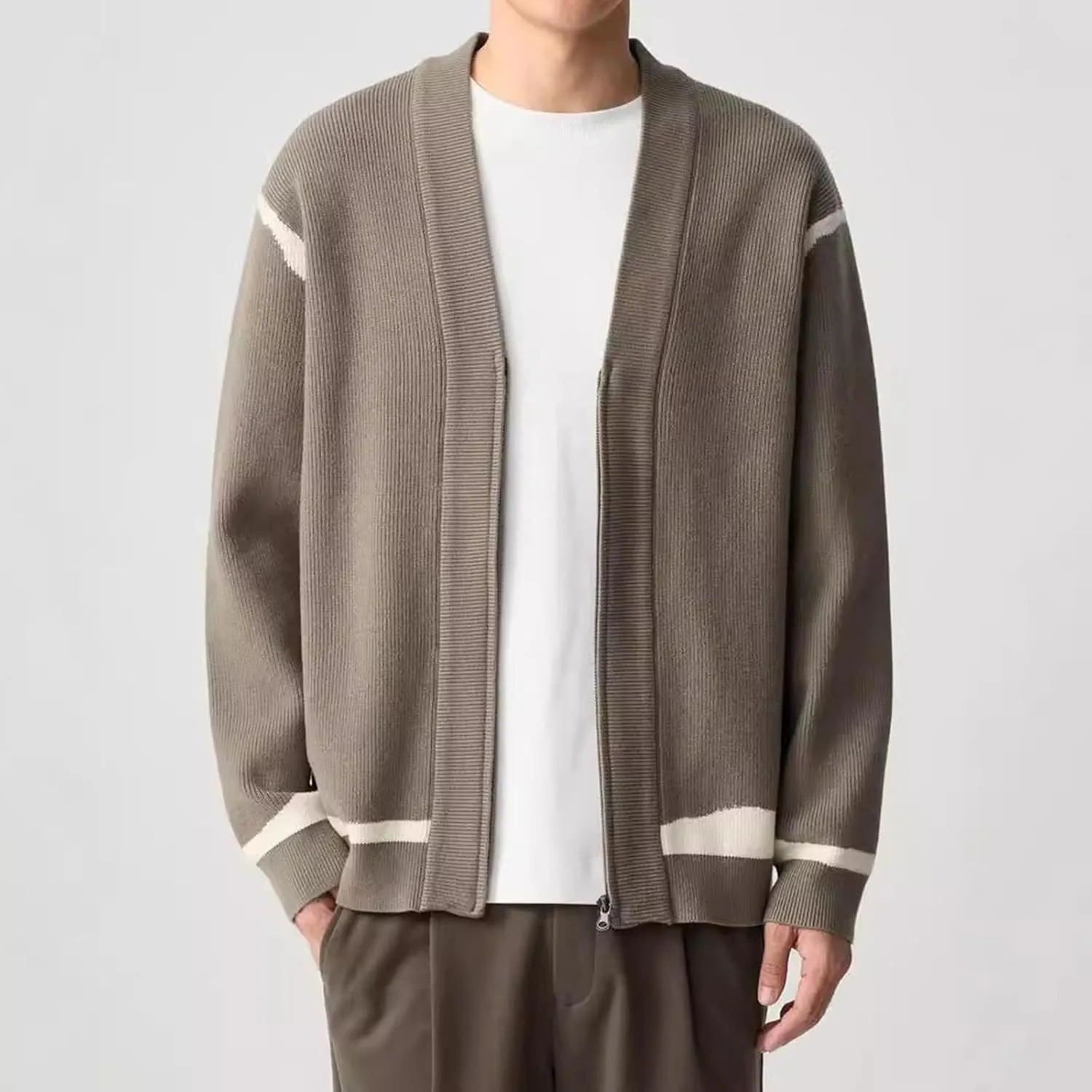 Men's Ruffle Shawl Collar Cardigan Long Sleeve Open Front Oversize Mid Length Drape Cape Overcoat with Pockets