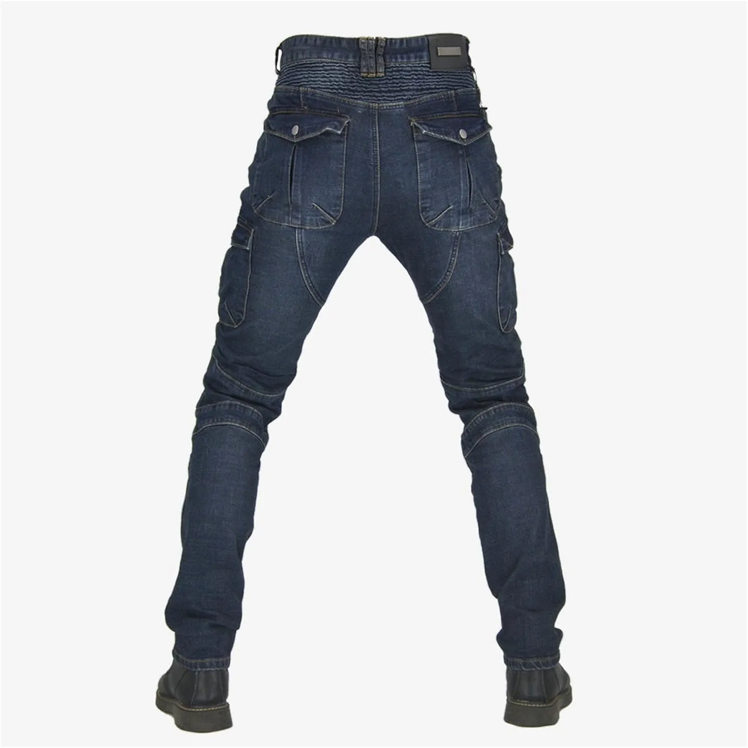 Men's Stretch Multi-Pocket Biker Jeans Slim Fit Vintage Denim Jeans Straight Leg Skinny Casual Cargo Jeans
