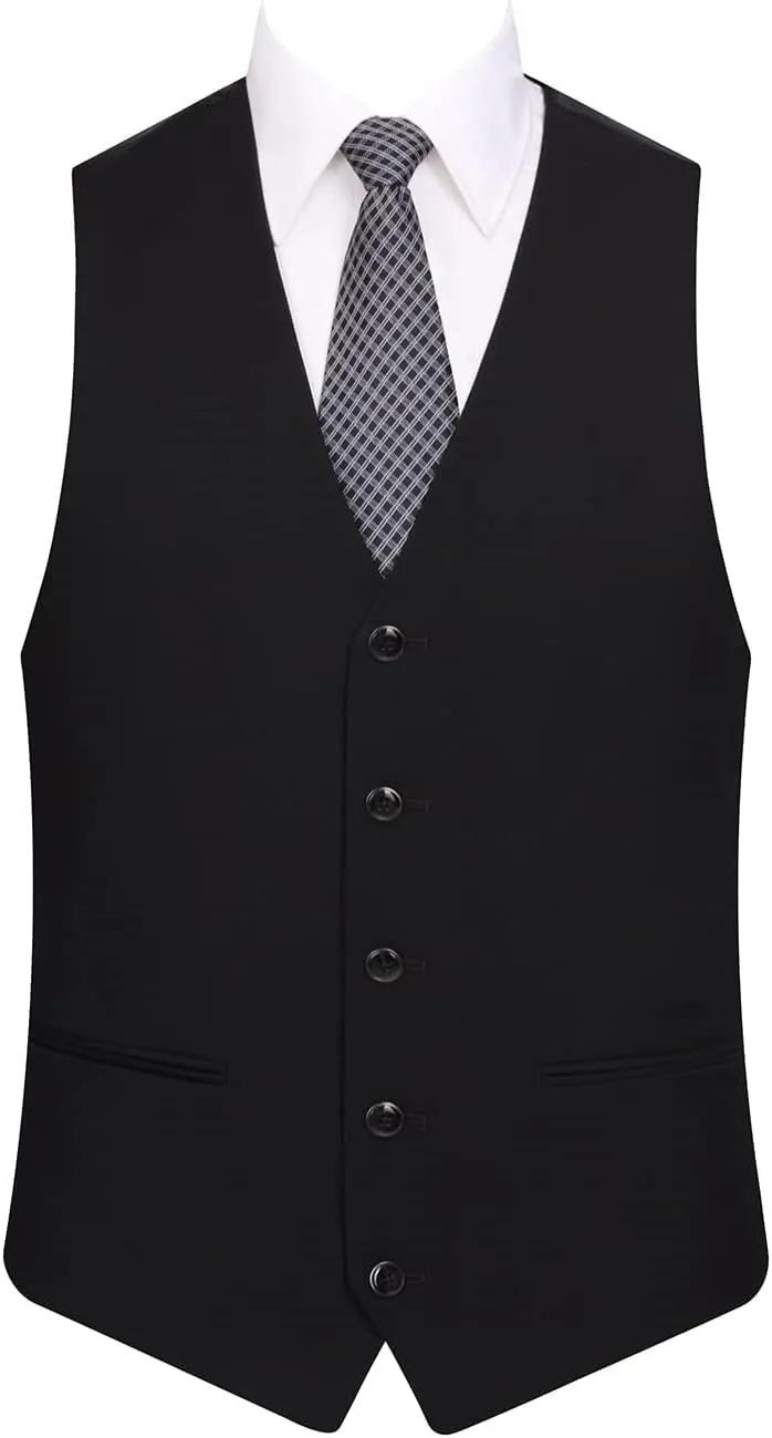 Men's Suits 3 Piece Slim Fit Suit Set Two Buttons Solid Business Suit Jacket Blazer Pants & Vest