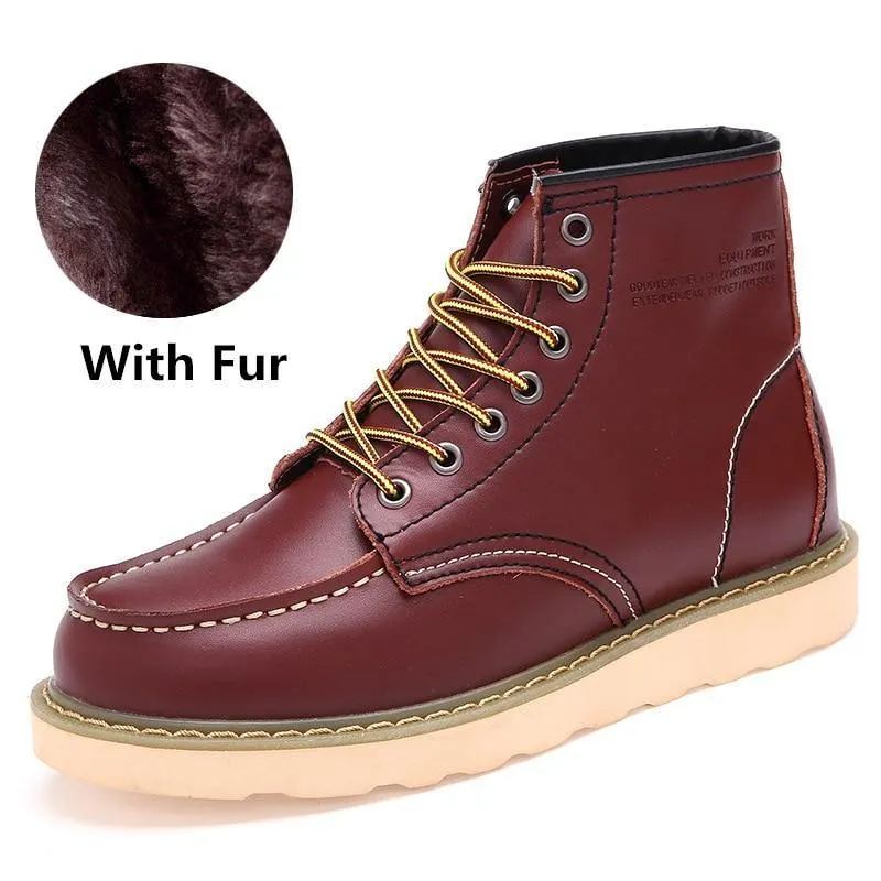 Men's Warm Inside Fur Faux Leather Boots