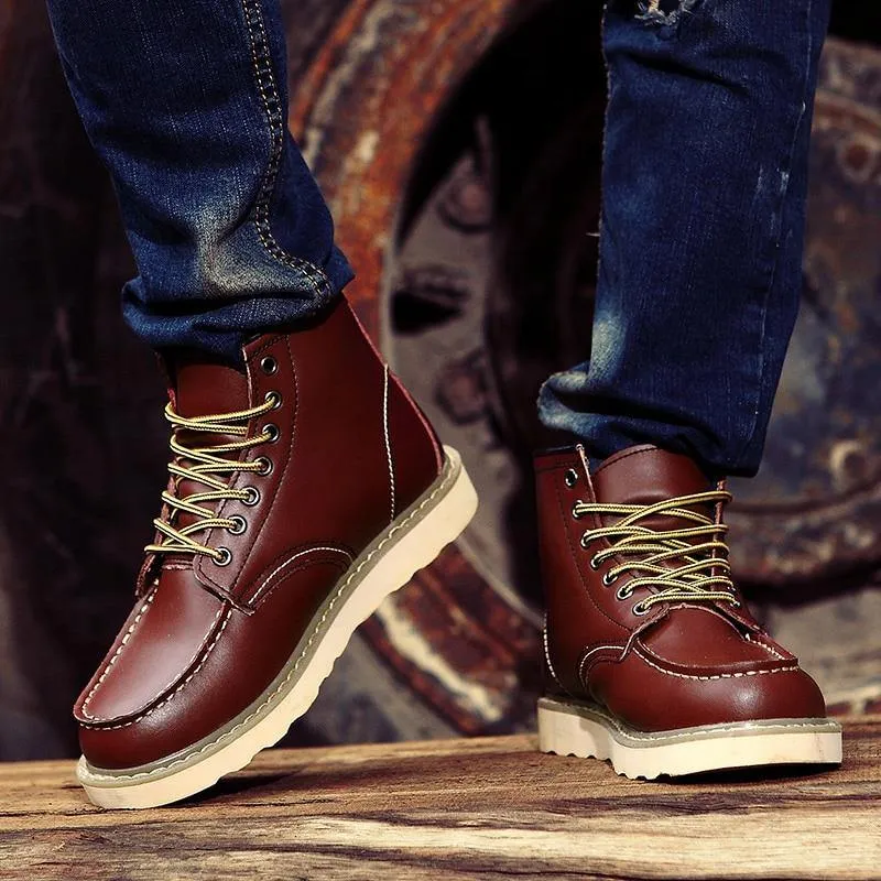 Men's Warm Inside Fur Faux Leather Boots