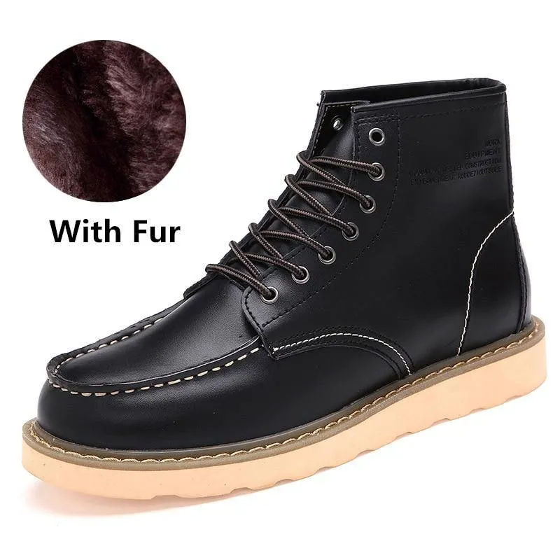 Men's Warm Inside Fur Faux Leather Boots