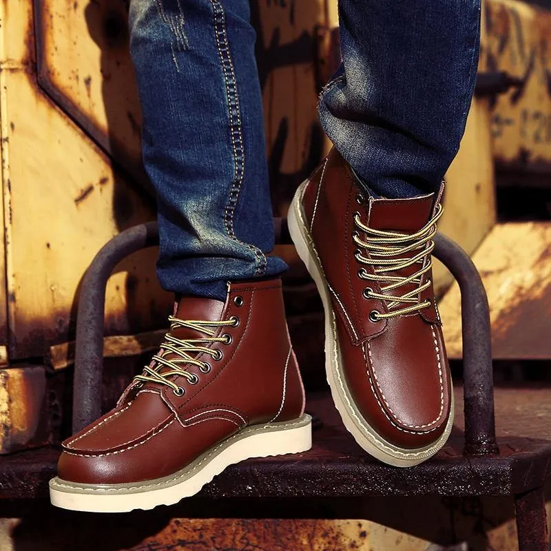 Men's Warm Inside Fur Faux Leather Boots