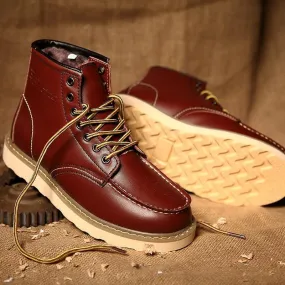 Men's Warm Inside Fur Faux Leather Boots