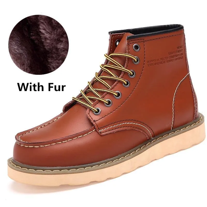 Men's Warm Inside Fur Faux Leather Boots