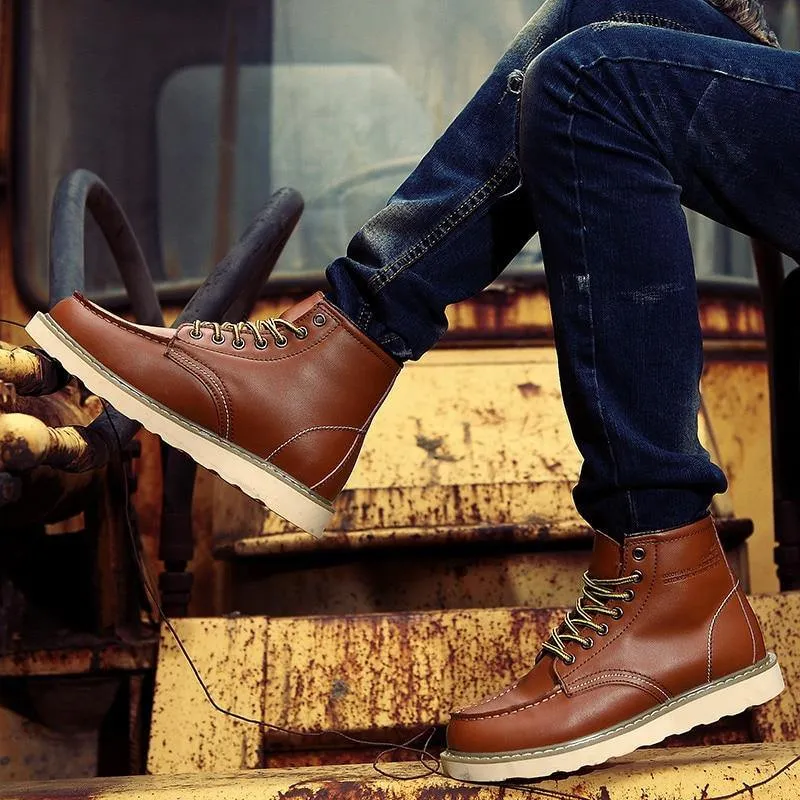 Men's Warm Inside Fur Faux Leather Boots