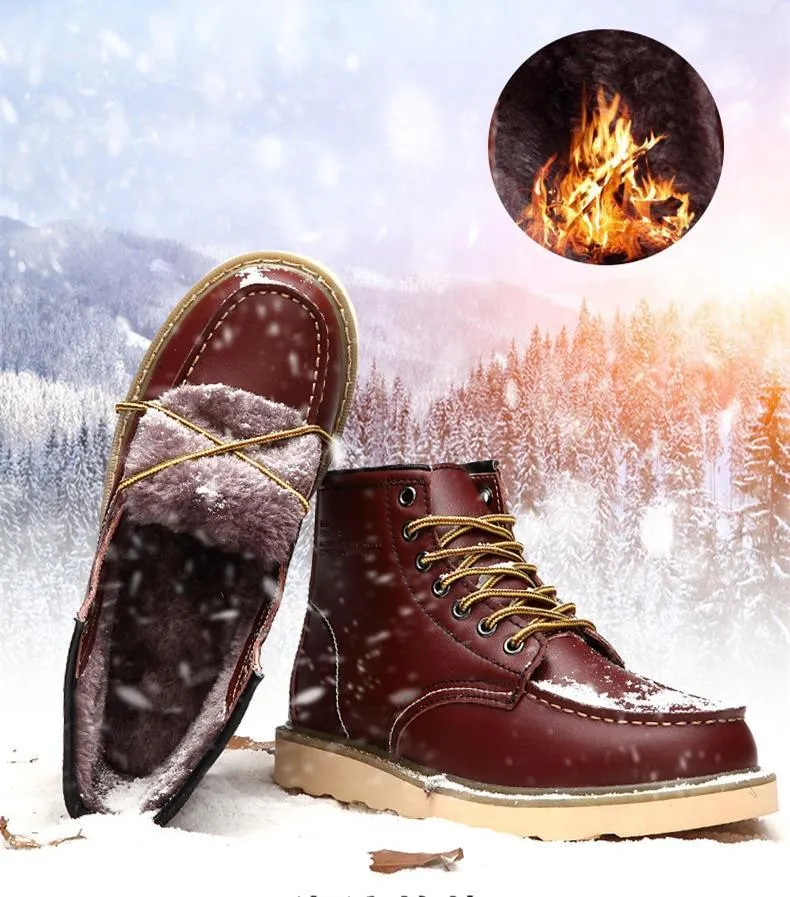 Men's Warm Inside Fur Faux Leather Boots