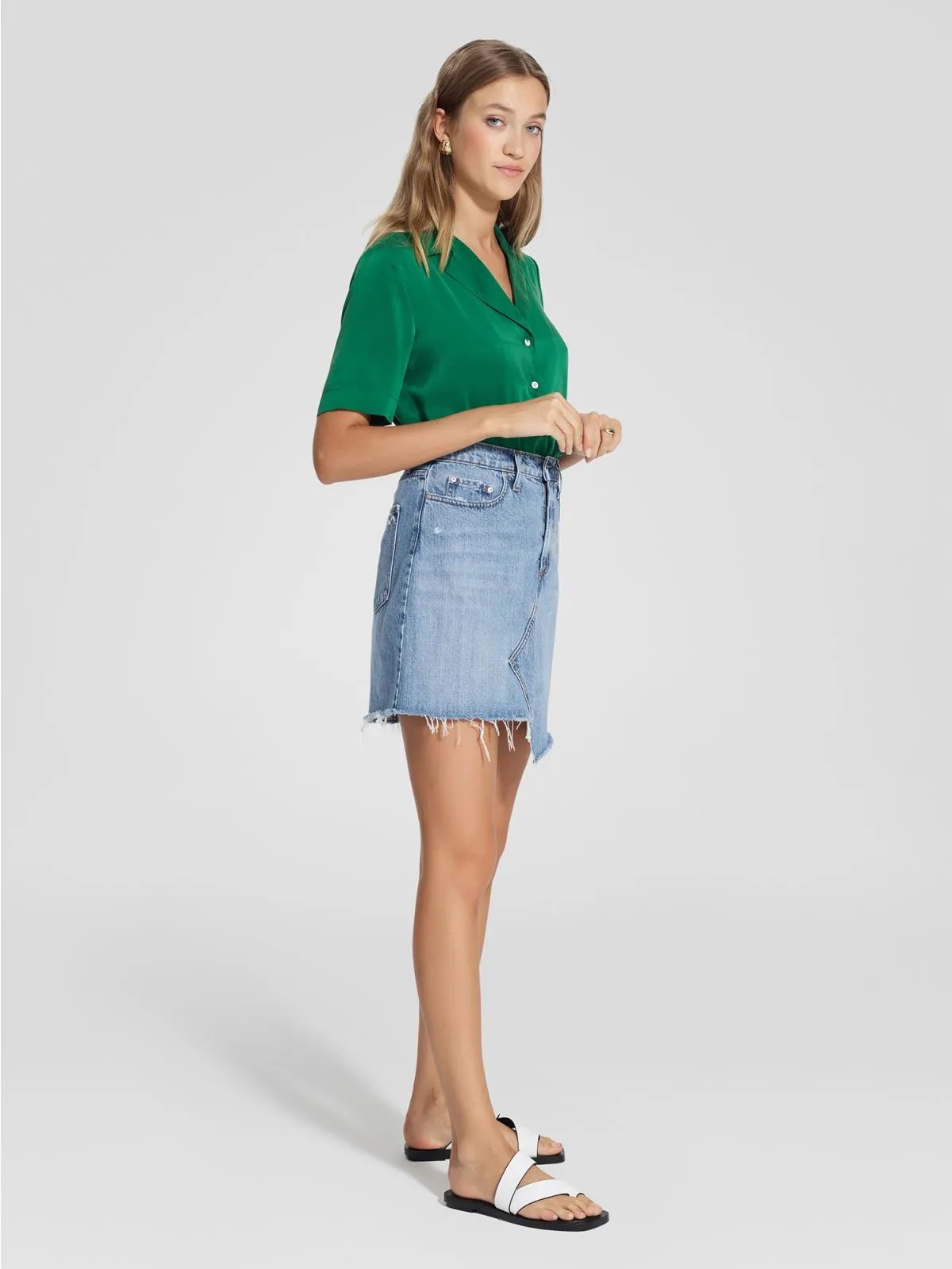 Nobody Denim Piper Skirt Skewed in Calma