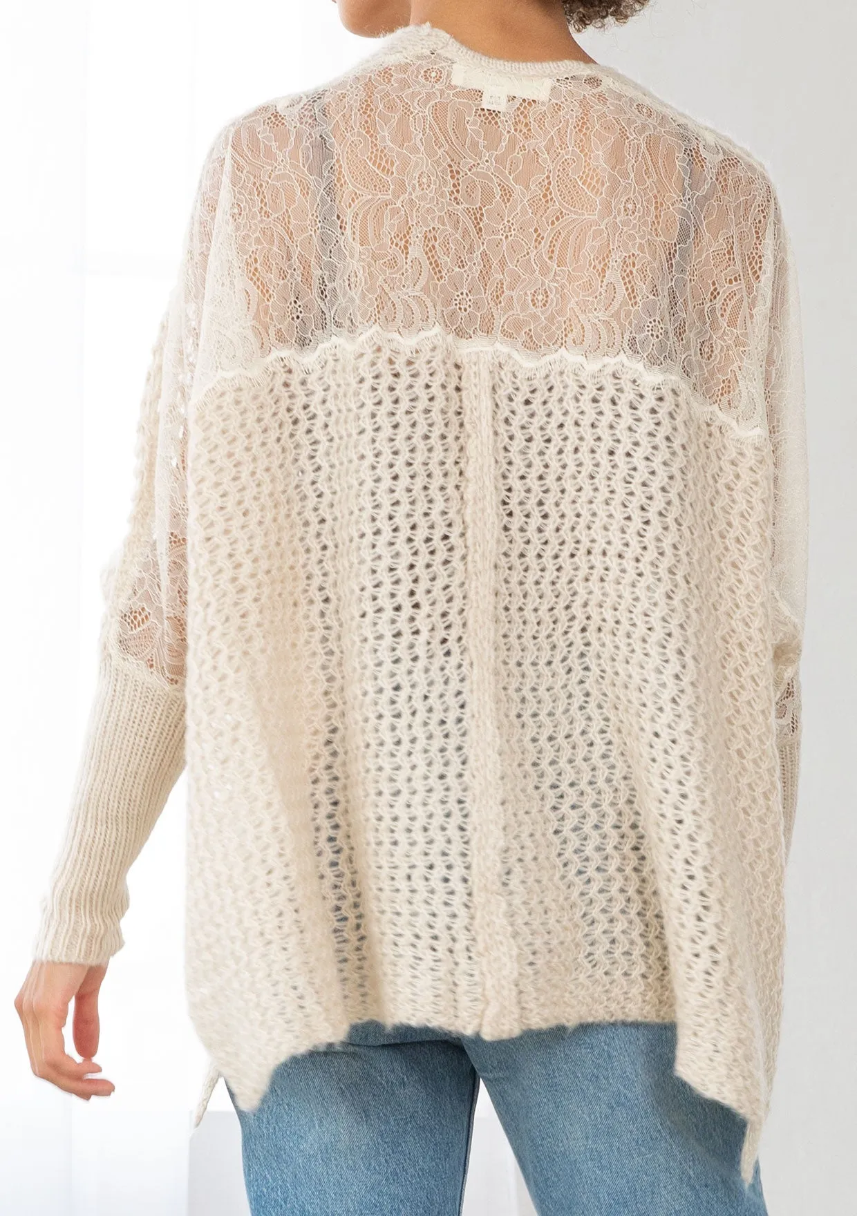 Open Knit Lace Back Sweater