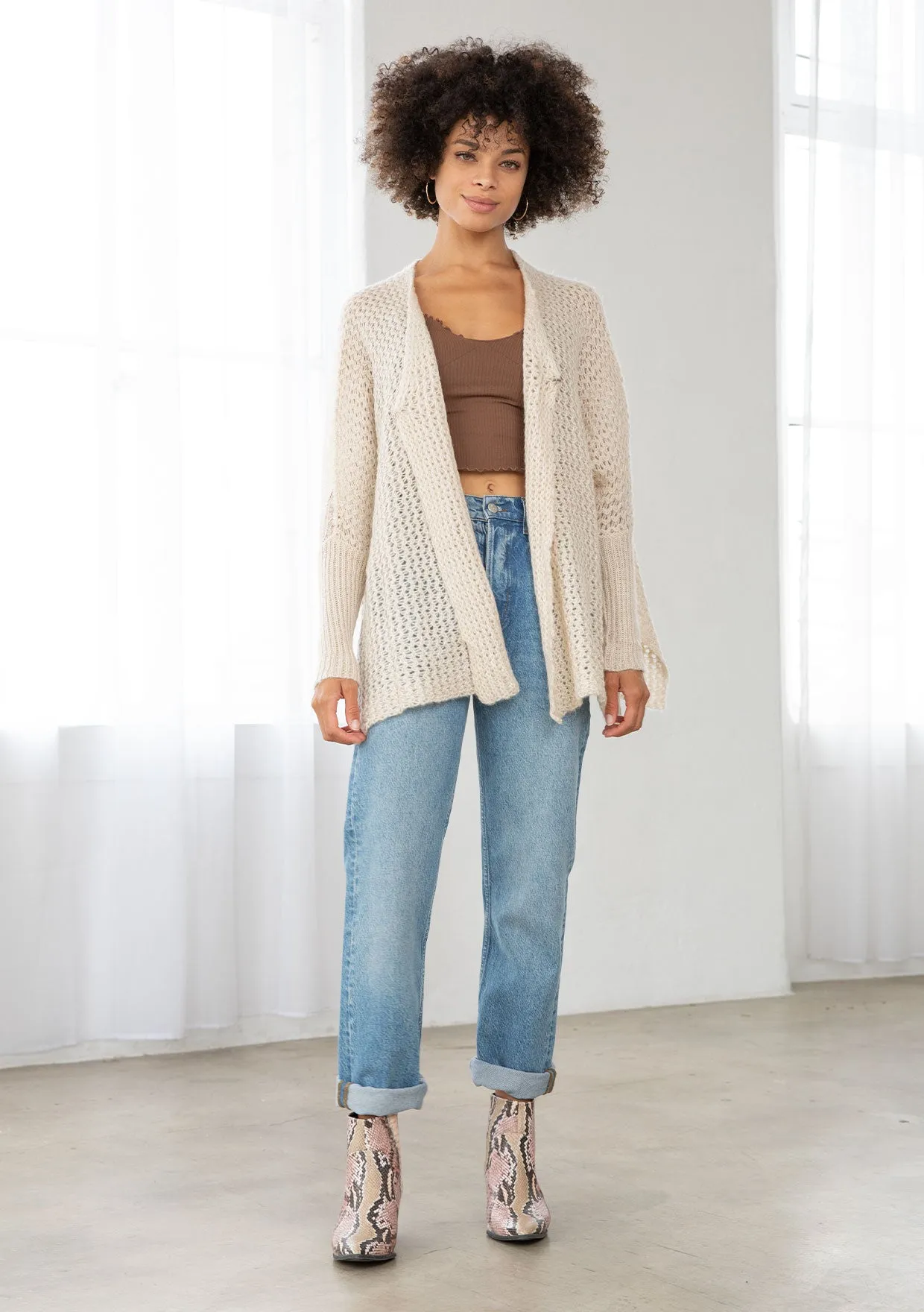 Open Knit Lace Back Sweater