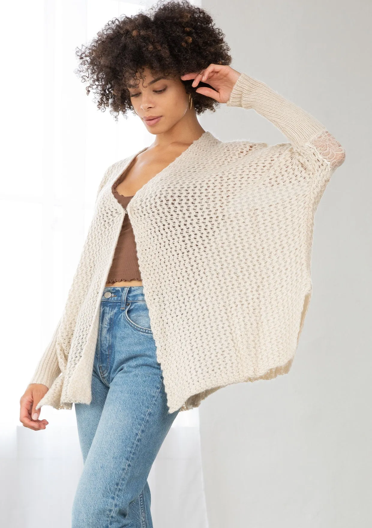 Open Knit Lace Back Sweater