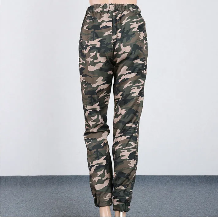 Popular Europe Women Camo Prints Printed Long Plus Size Slim-Fit Pencil Pants