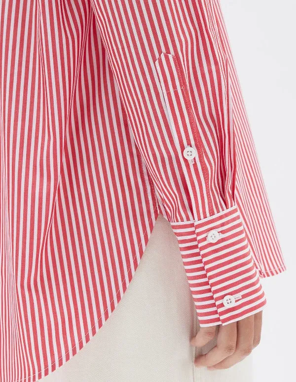 Signature Stripe Poplin Shirt Redwood/White