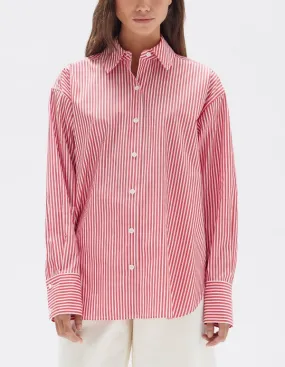Signature Stripe Poplin Shirt Redwood/White