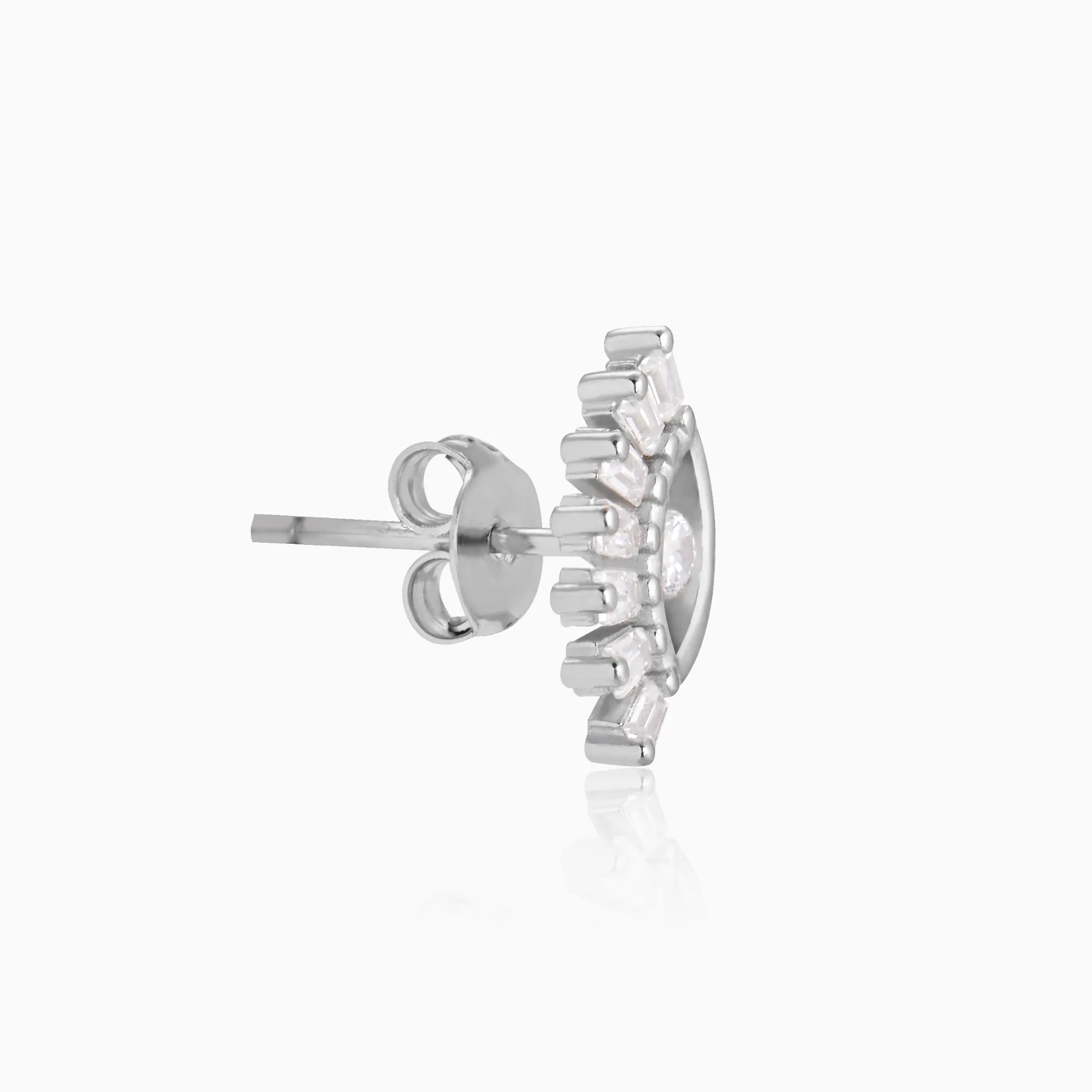 Silver Zircon Evil Eye Claw Earrings