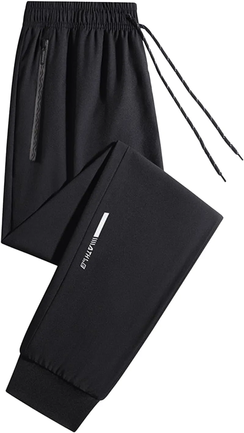 Sinzelimin Men Sport Pants Fashion Solid Color Elastic Waist Drawstring Cropped Sweatpant Loose Comfy Jogger Running Trouser