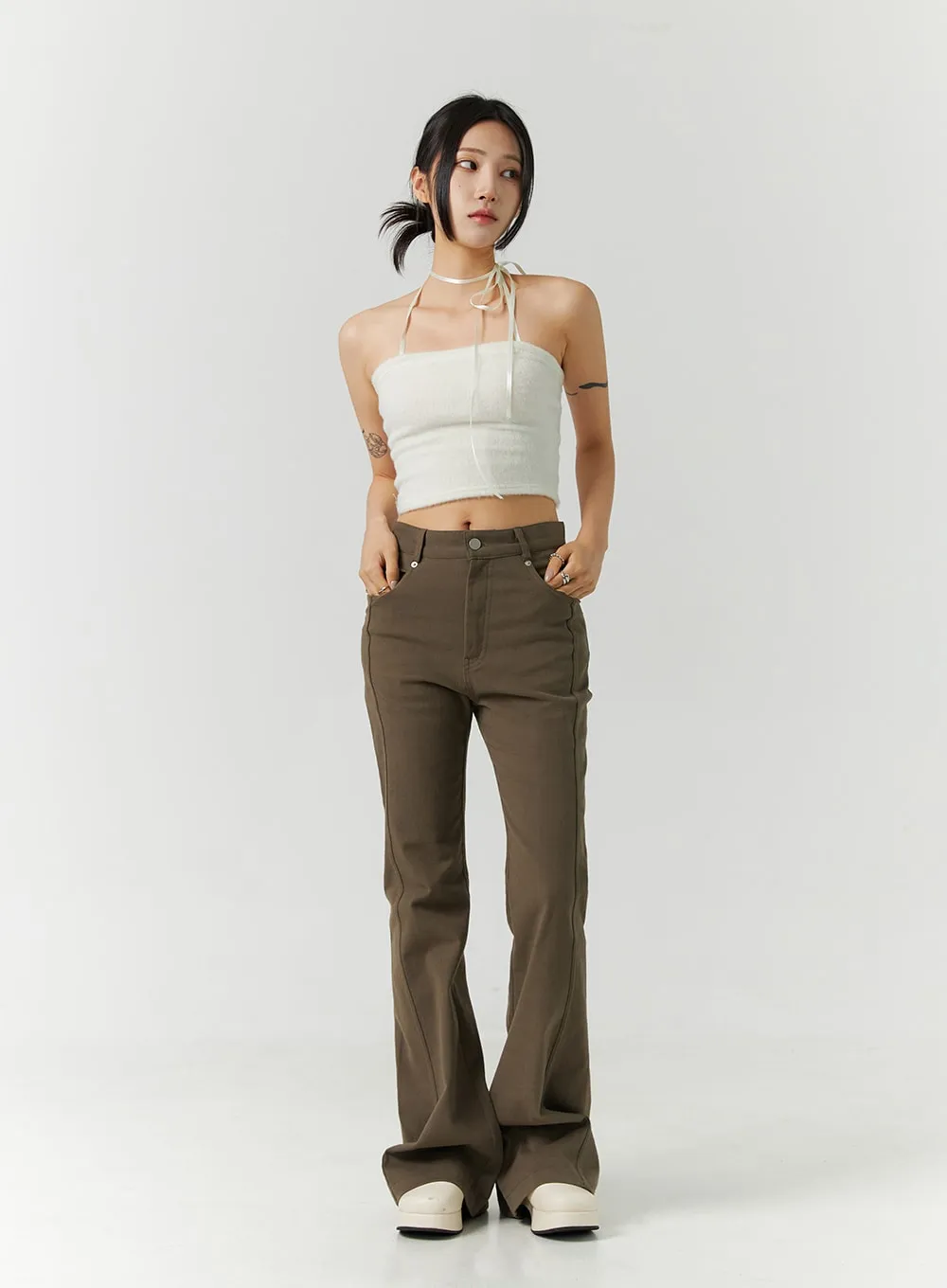 Slim Fit Boot Cut Pants CD301