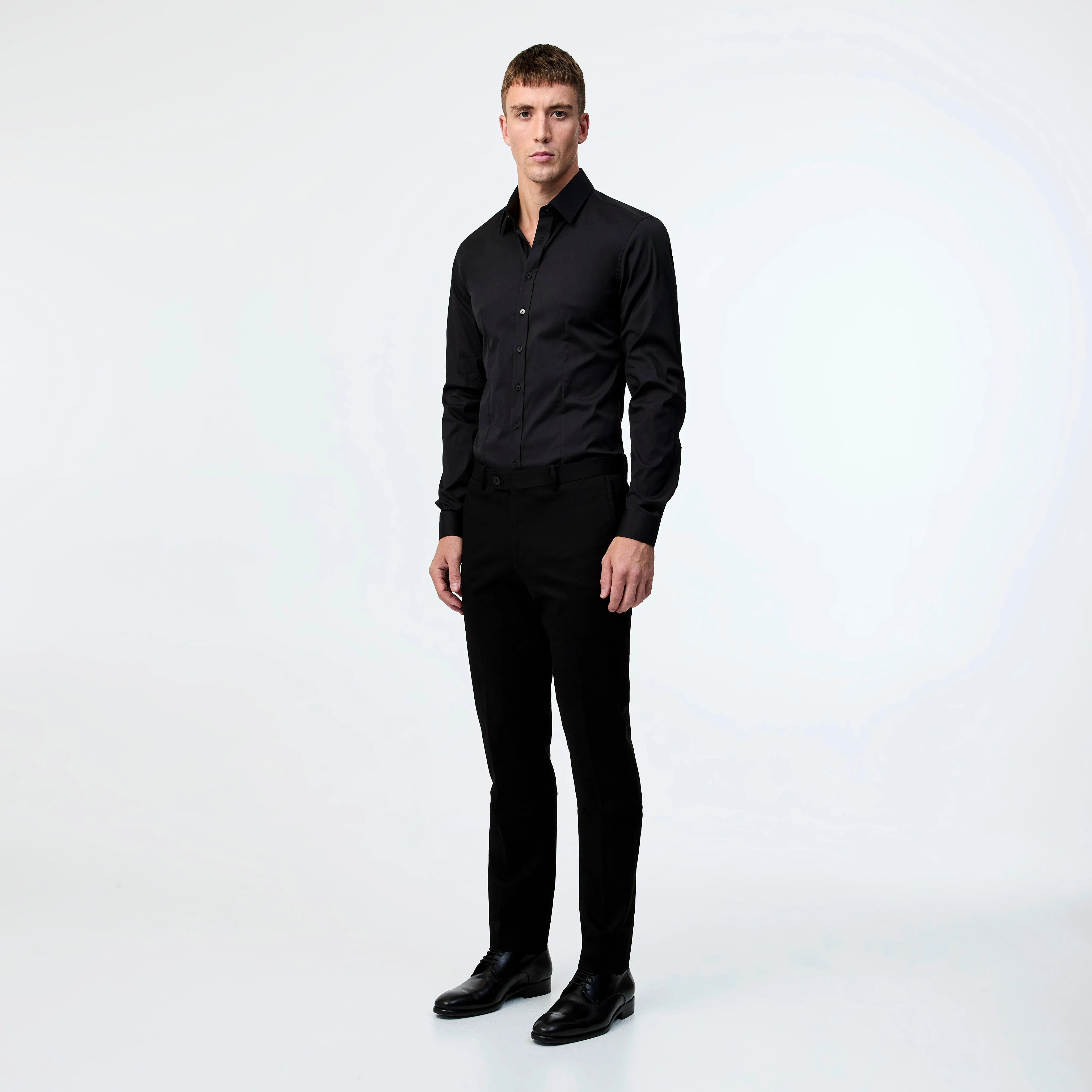 Stretch Cotton Poplin Shirt Black