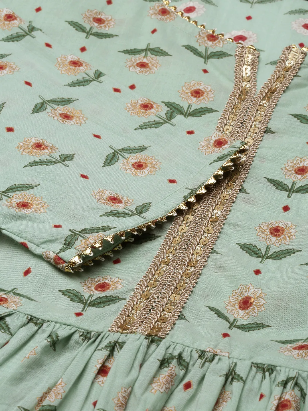 Stylish Mint Cotton Kurta Set