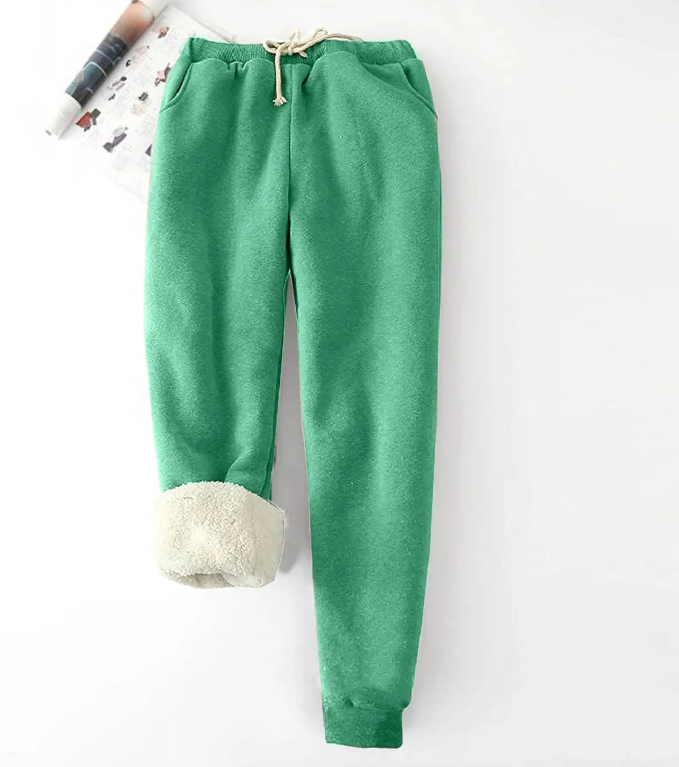 Sweatpants Women Sherpa Lined Winter Warm Fleece Joggers Casual Comfy Thermal Outdoor Athletic Trousers with Pockets