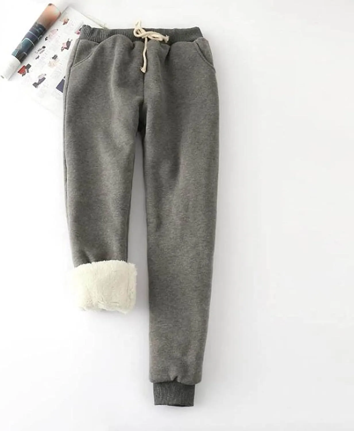 Sweatpants Women Sherpa Lined Winter Warm Fleece Joggers Casual Comfy Thermal Outdoor Athletic Trousers with Pockets
