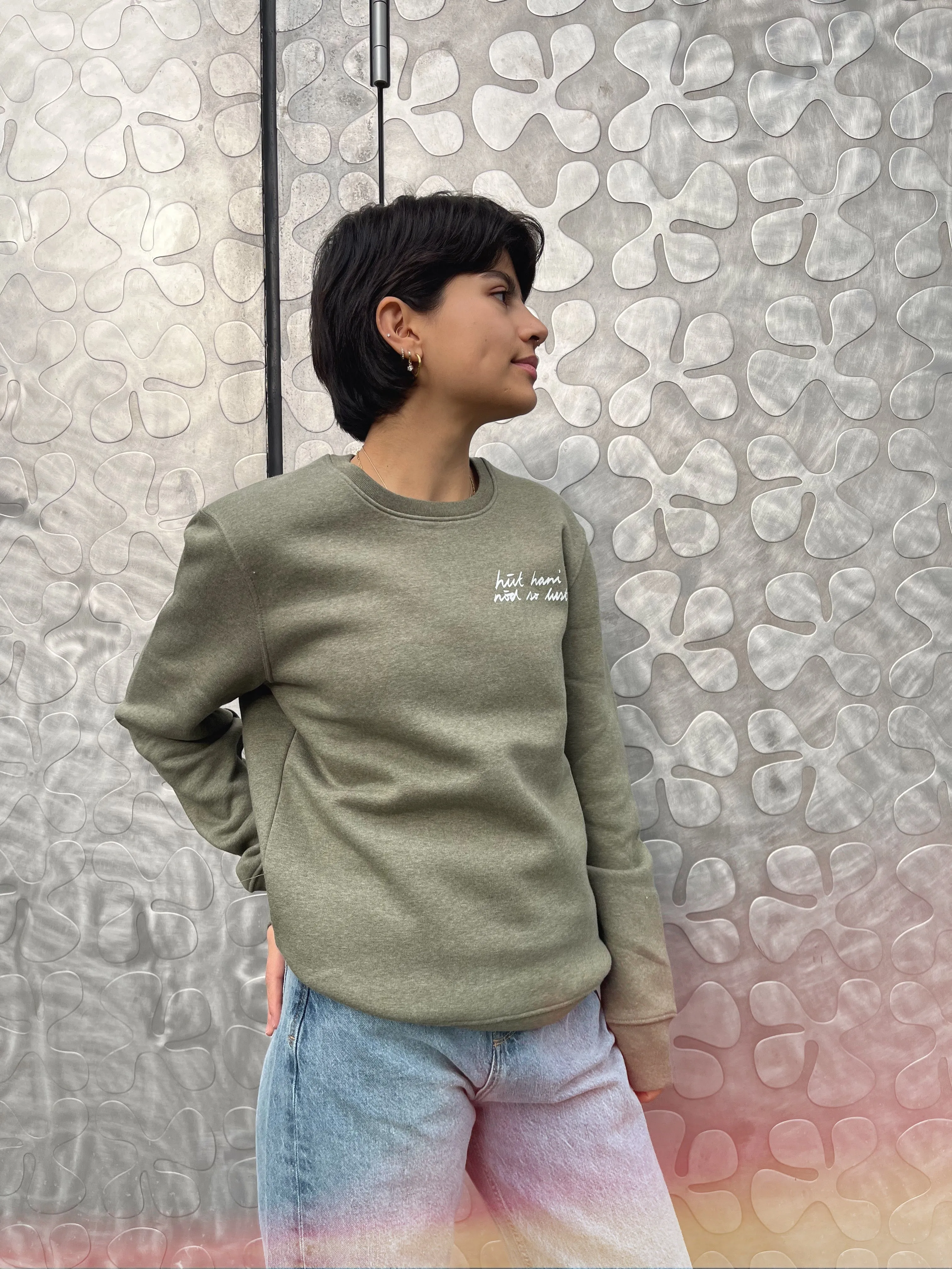 unisex sweatshirt - hüt hani nöd so lust - khaki heather