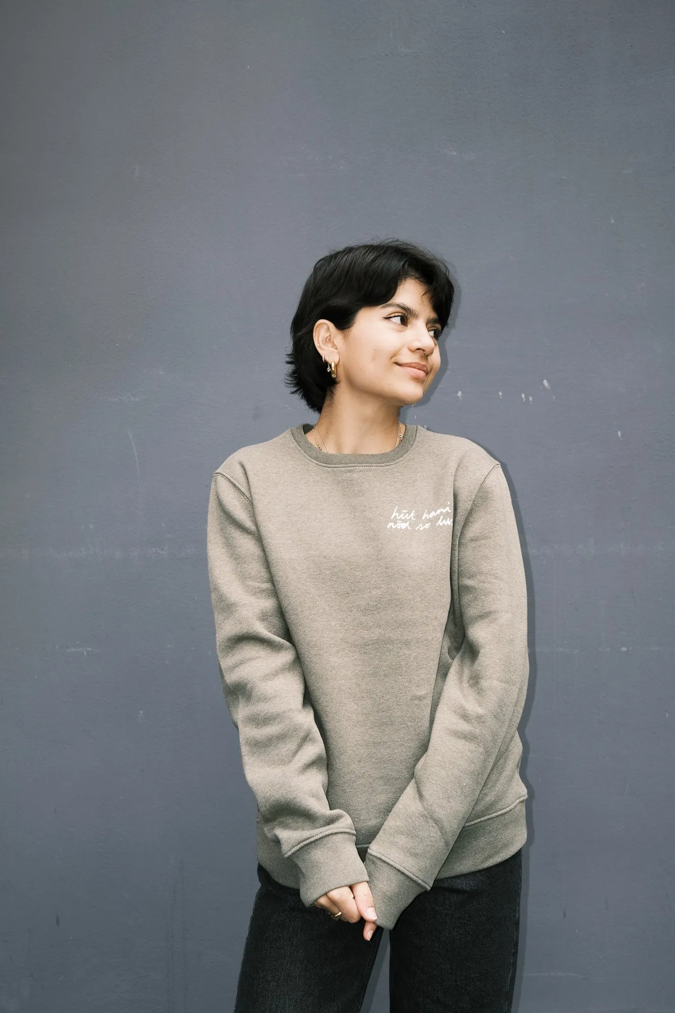 unisex sweatshirt - hüt hani nöd so lust - khaki heather