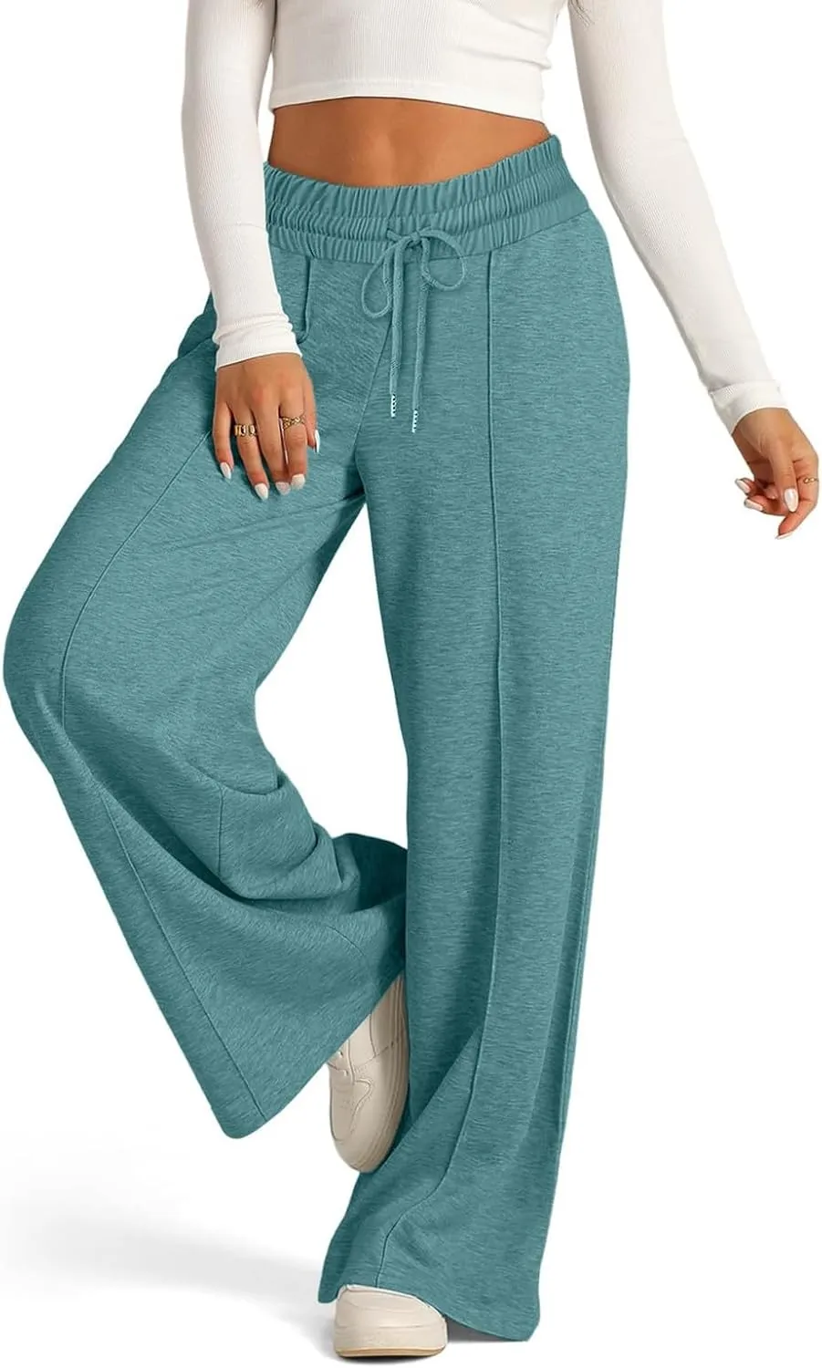 Wide Leg Sweatpants Women Elastic High Waisted Baggy Sweat Pants Oversized Comfy Drawstring Joggers with Pockets