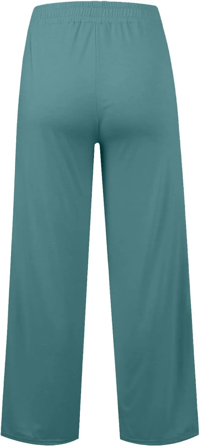 Wide Leg Sweatpants Women Elastic High Waisted Baggy Sweat Pants Oversized Comfy Drawstring Joggers with Pockets