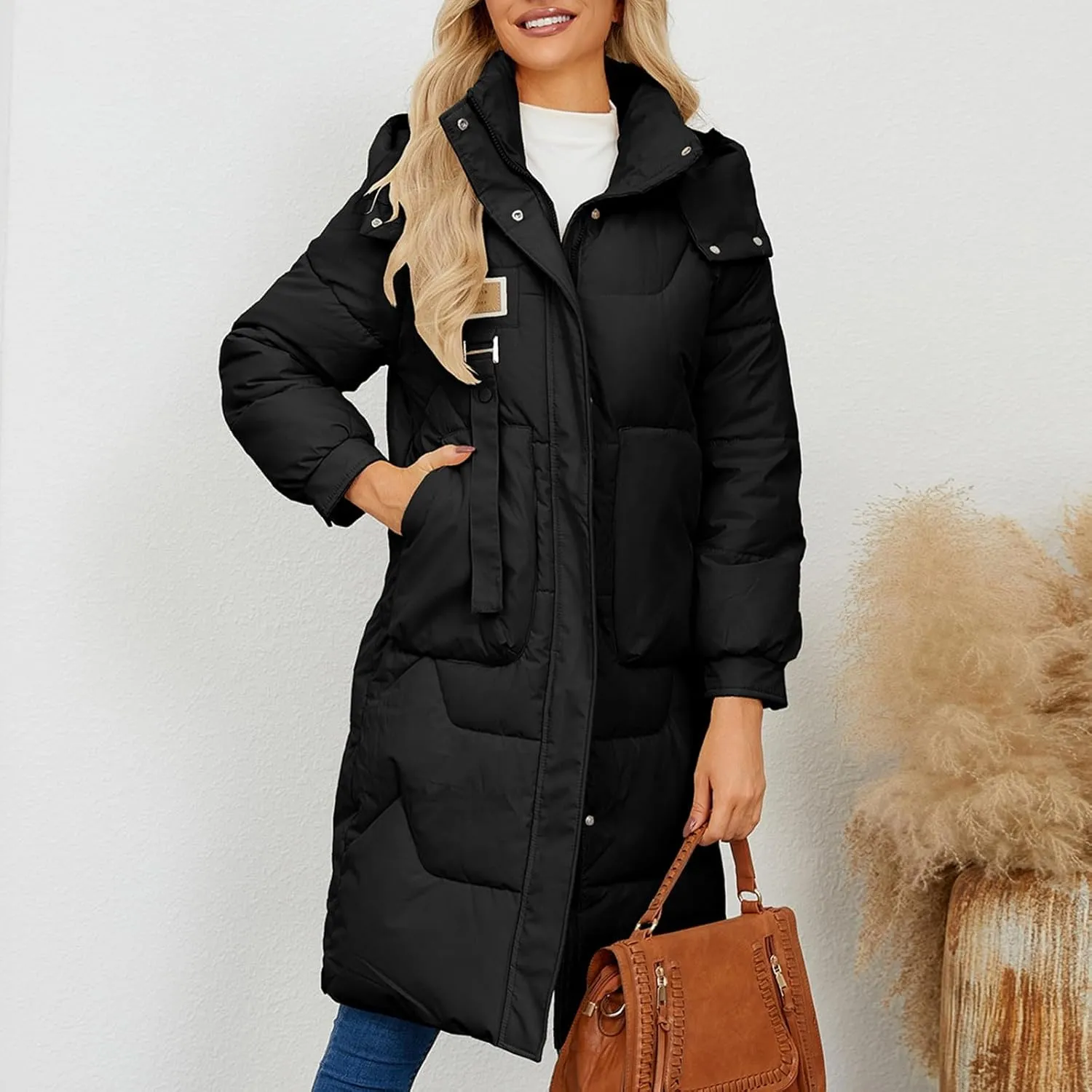 Winter Down Jacket Coat for Women Winter Long Puffer Hooded Zip Up Thickened Down Jackets Trendy Clothes Outerwear