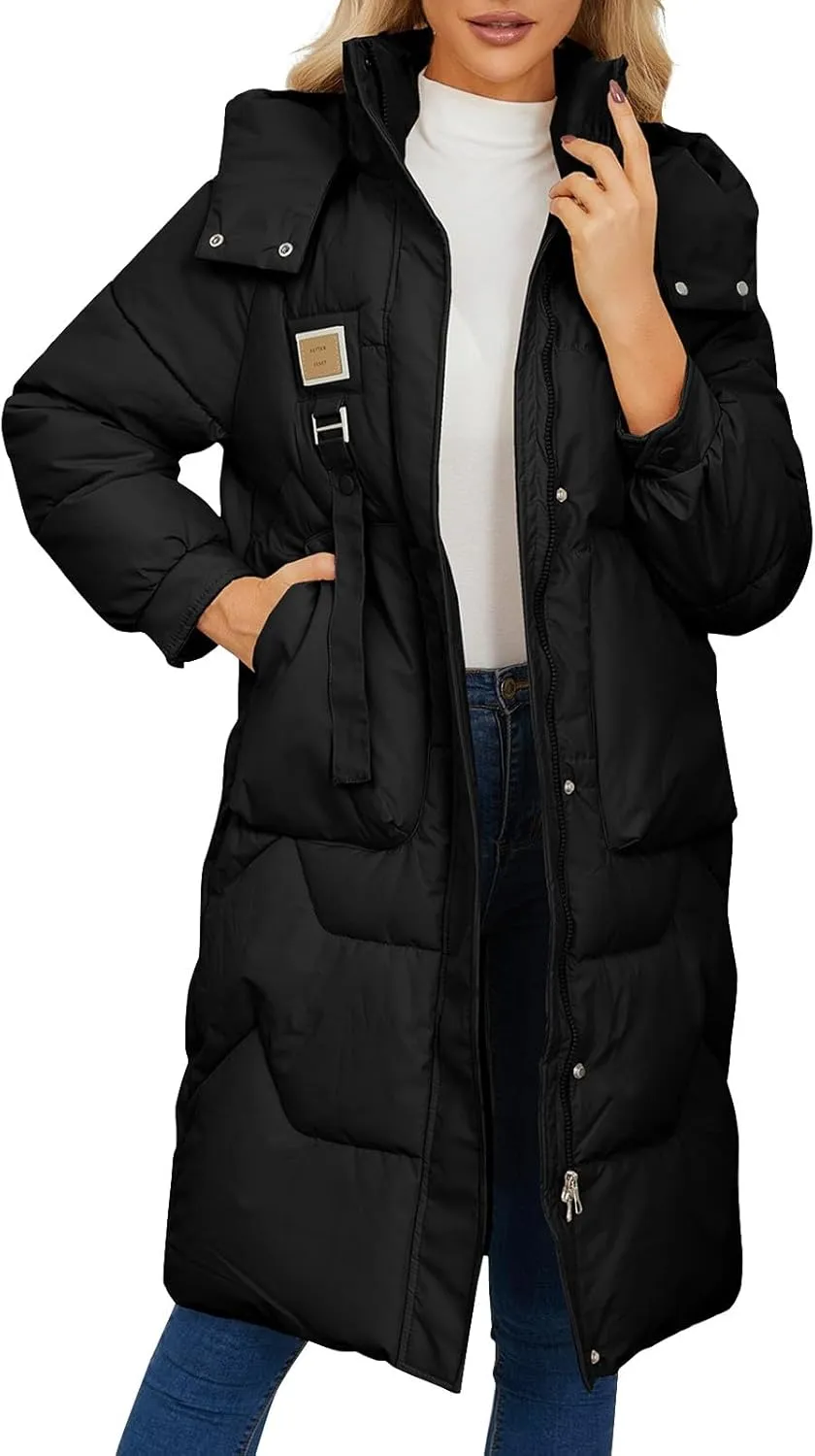 Winter Down Jacket Coat for Women Winter Long Puffer Hooded Zip Up Thickened Down Jackets Trendy Clothes Outerwear