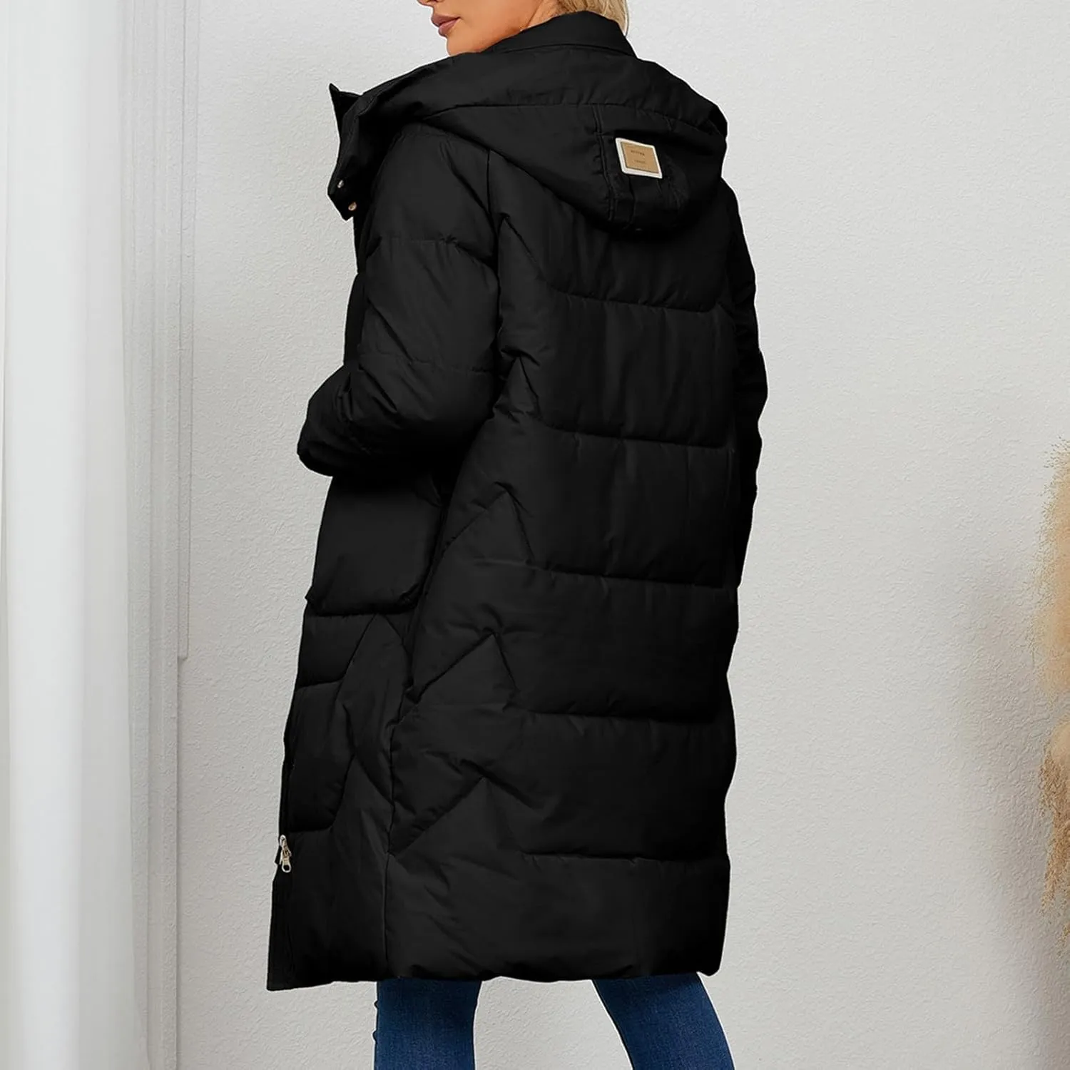Winter Down Jacket Coat for Women Winter Long Puffer Hooded Zip Up Thickened Down Jackets Trendy Clothes Outerwear