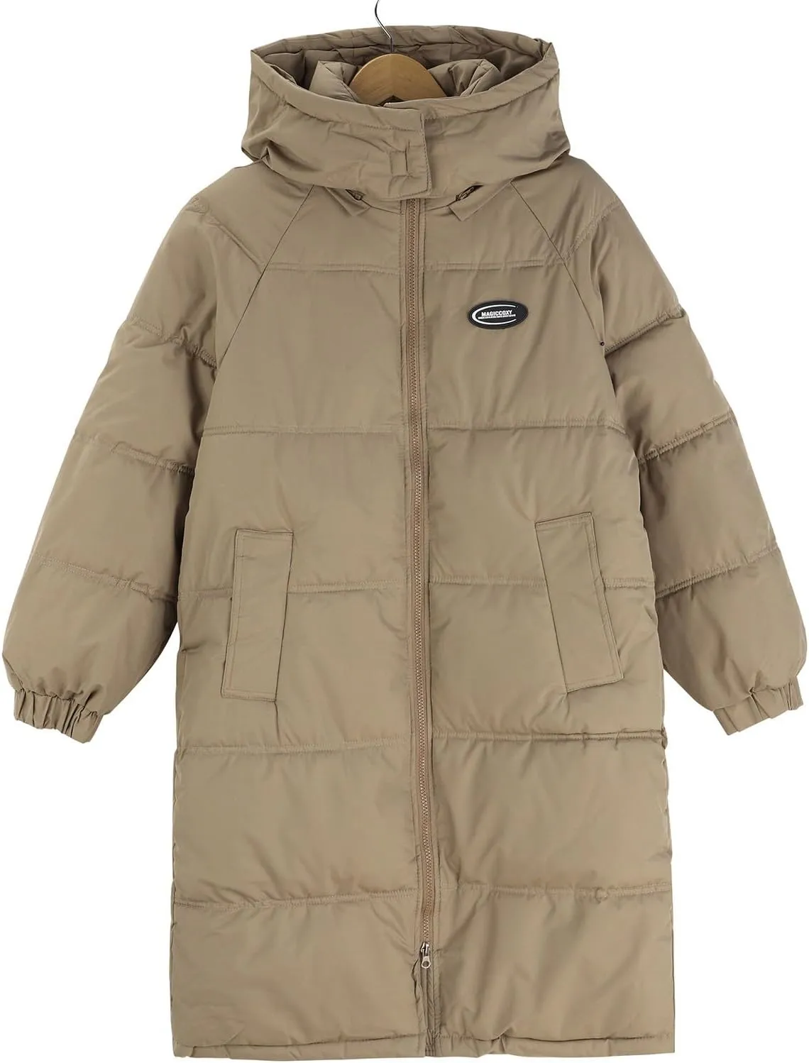 Women Puffer Jacket Cotton Clothes Solid Color Length Loose Jacket Hooded Windproof Comfortable Warm Down Cotton