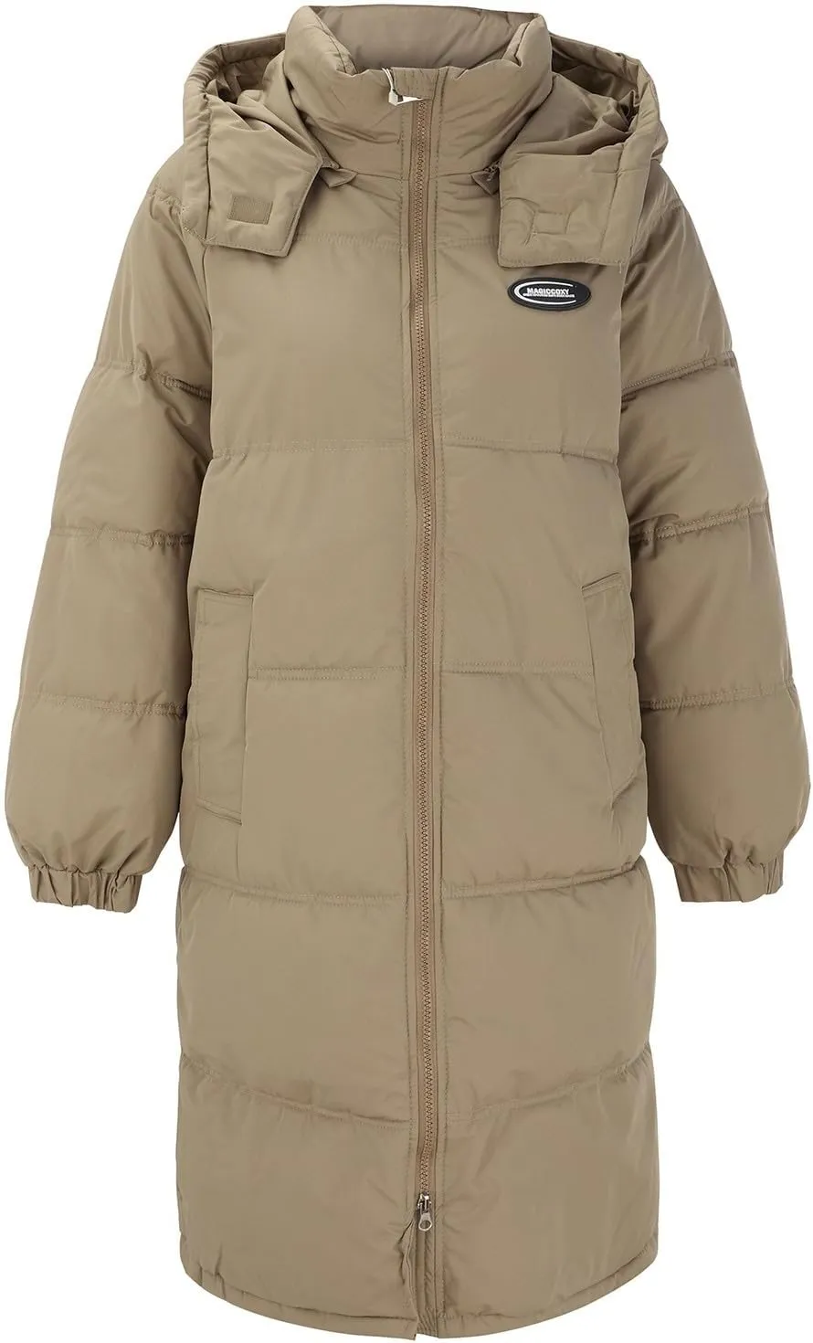 Women Puffer Jacket Cotton Clothes Solid Color Length Loose Jacket Hooded Windproof Comfortable Warm Down Cotton
