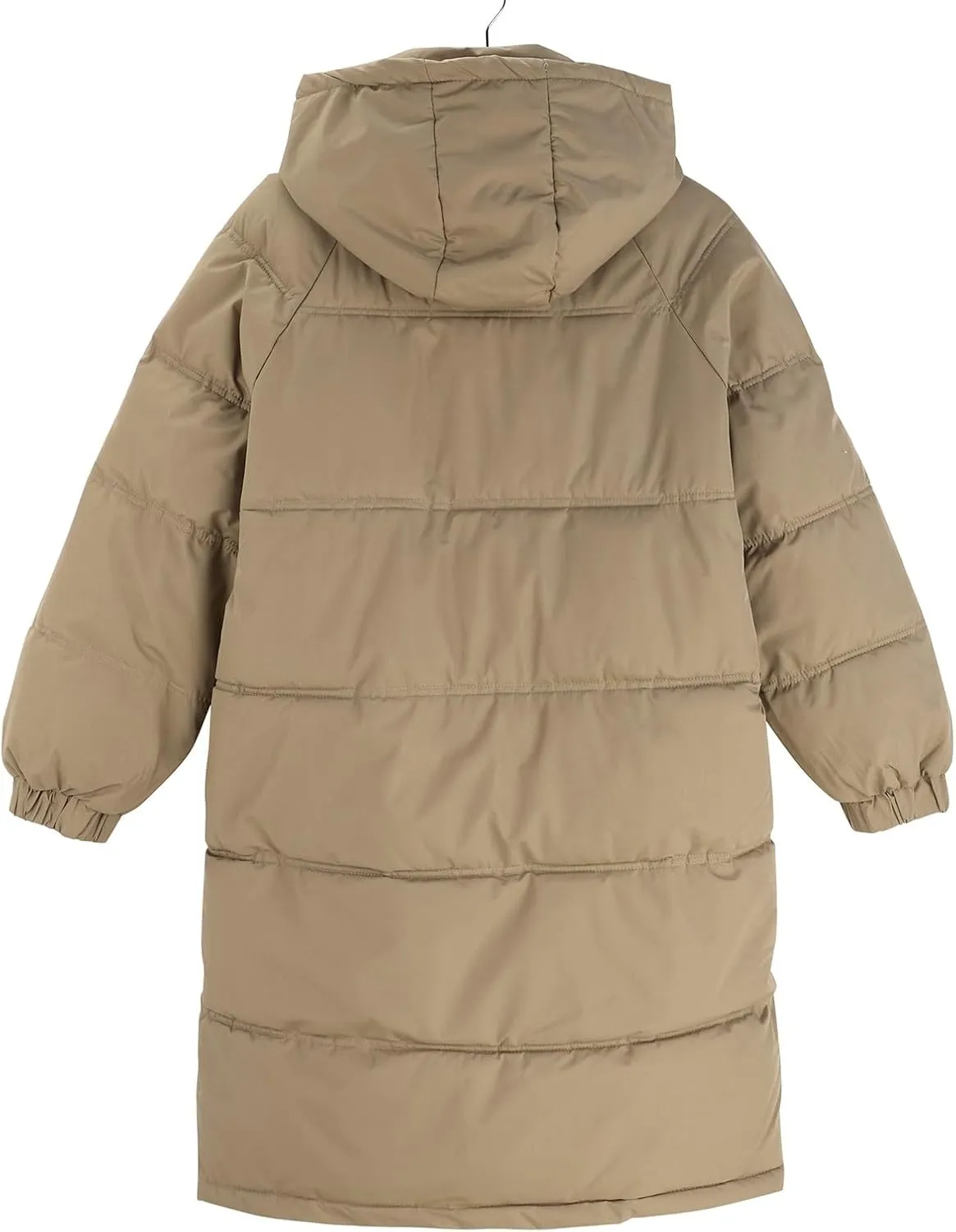Women Puffer Jacket Cotton Clothes Solid Color Length Loose Jacket Hooded Windproof Comfortable Warm Down Cotton