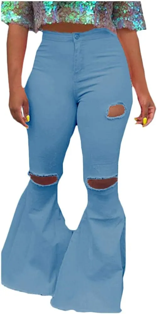Womens Casual Straight Leg Jeans Petite to Plus Size Stretch Wide Leg Jeans Baggy Loose Flared Mom Jeans
