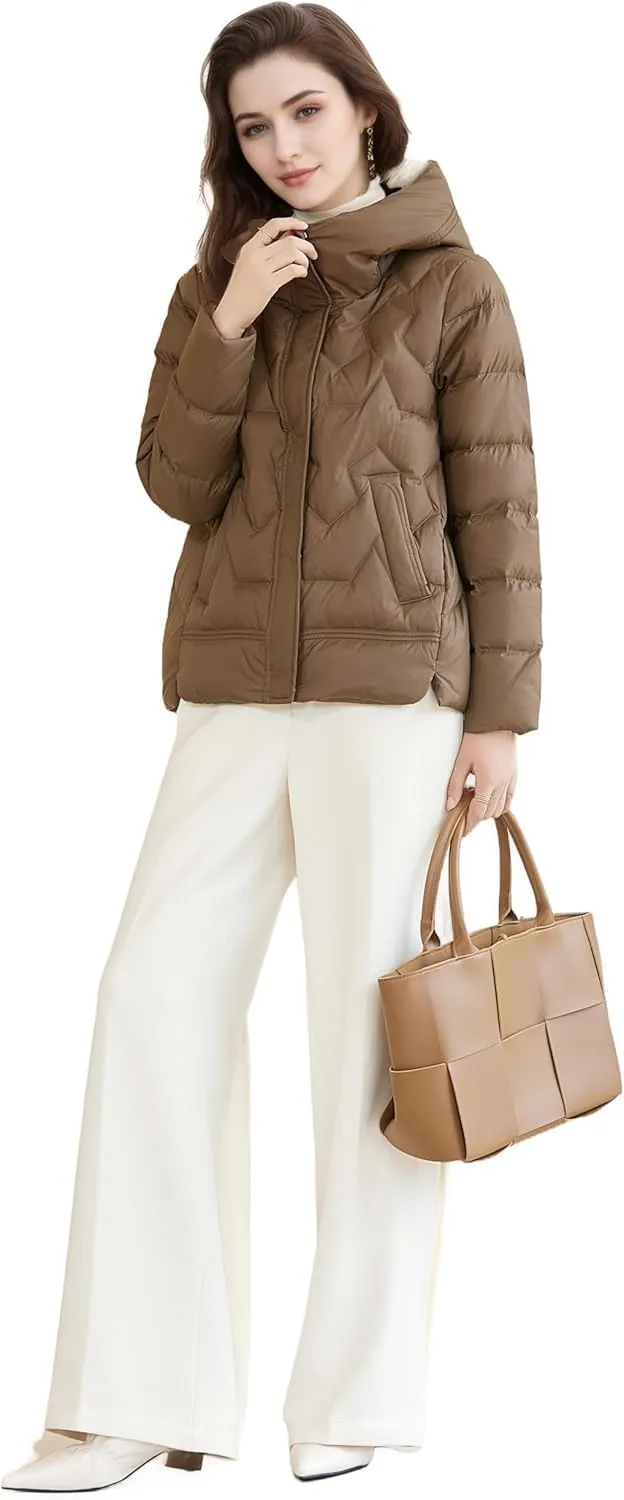 Women's Winter Down Jacket - Warm Hooded Puffer Coat - Stylish and Cozy Cold Weather Outerwear
