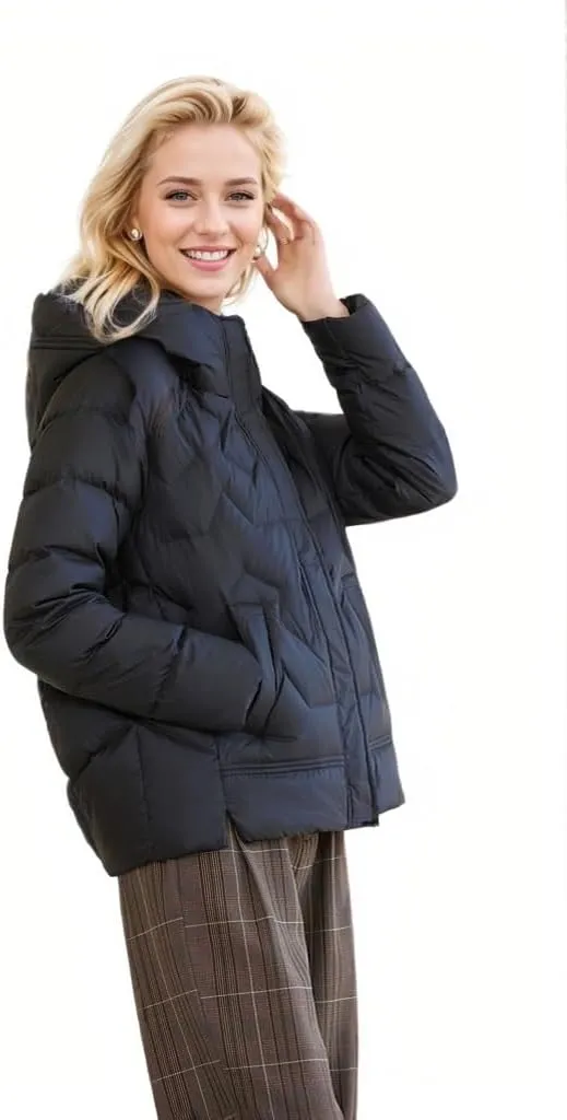 Women's Winter Down Jacket - Warm Hooded Puffer Coat - Stylish and Cozy Cold Weather Outerwear