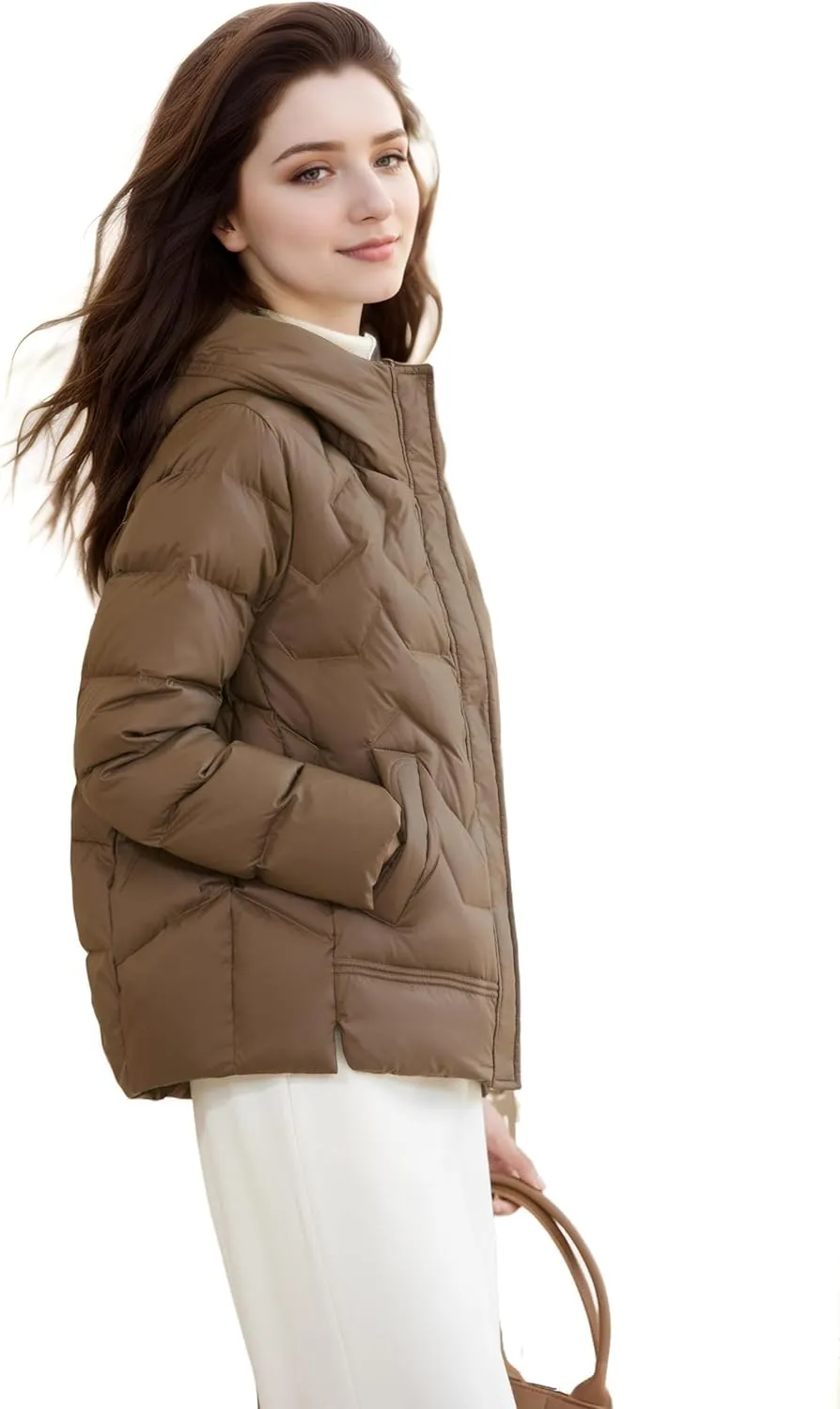 Women's Winter Down Jacket - Warm Hooded Puffer Coat - Stylish and Cozy Cold Weather Outerwear