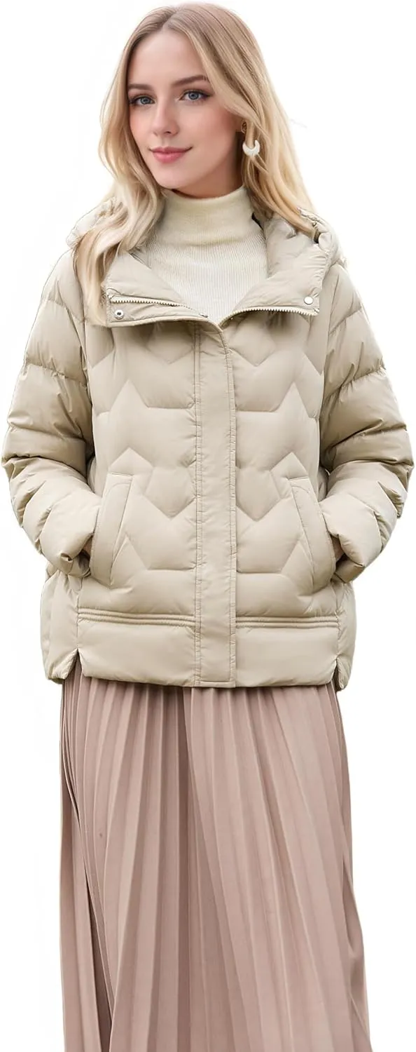 Women's Winter Down Jacket - Warm Hooded Puffer Coat - Stylish and Cozy Cold Weather Outerwear