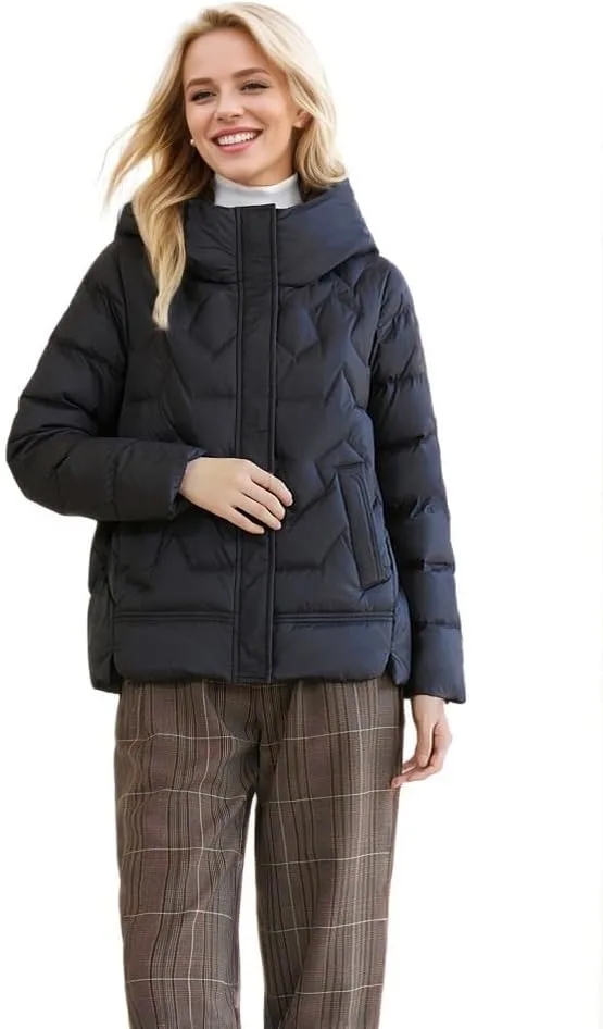 Women's Winter Down Jacket - Warm Hooded Puffer Coat - Stylish and Cozy Cold Weather Outerwear