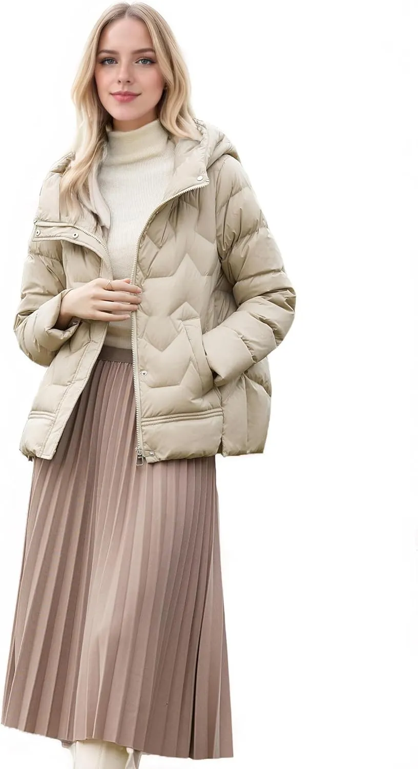 Women's Winter Down Jacket - Warm Hooded Puffer Coat - Stylish and Cozy Cold Weather Outerwear